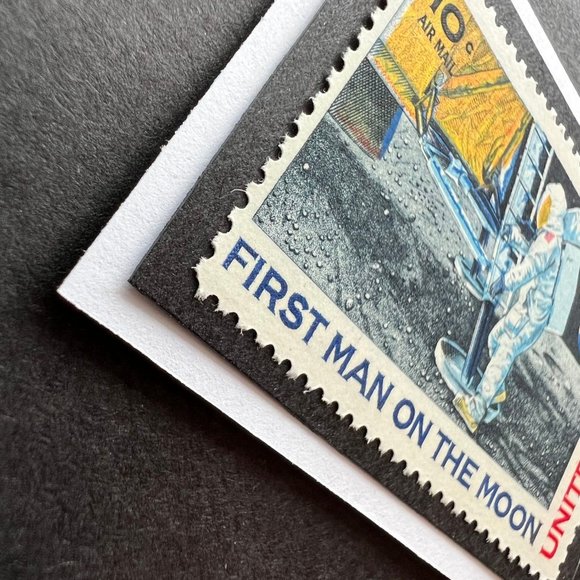 First Man on the Moon 1969 Framed Postage Stamp Vintage USA #C76 - Picture 3 of 4